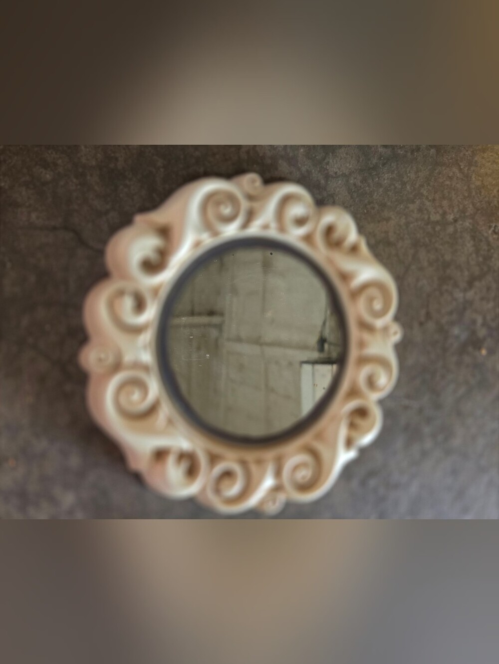 Syroco Style Chalkware Ornate Scroll Wall Mirror Cream Rococo Baroque Vanity